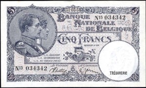 België, P108a, B547a, Morin 12, 5 Francs, 31.03.38
