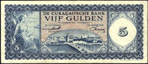 Curacao, PLNA15.1c, P51, 5 Gulden 1960, sign. Krafft/Scholten