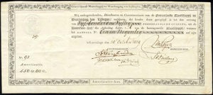 Geoctroijeerde Maatschappij ter Waarborging van Lijftogten, Aandeel, 550 Gulden, 30 October 1819