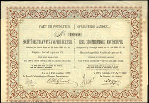 IJsel Stoomtramweg Maatschappij, Oprichters aandeel, 250 Gulden, July 1882