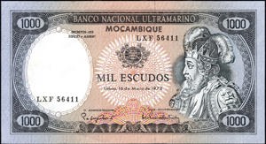 Mozambique, P112b, 1000 Escudos, 16 de Maio de 1972, with prefix