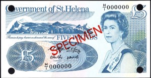 Saint Helena, P11s, B307as, 5 Pounds (1998), SPECIMEN