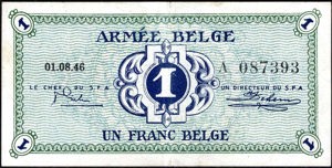 Belgium, Armée Belge/Belgisch Leger, PM1a, Aernout BLB1, 1 Franc, 01.08.46