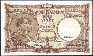 Belgium, P111, B550c, Morin 27c, 20 Francs, 19.12.44