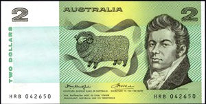 Australia, P 43b2, B211c, 2 Dollar ND (1976), sign. Knight/Wheeler, security thread at center