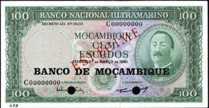 Mozambique, P117s, B202as1, 100 Escudos, 27 de MARCO de 1961, SPECIMEN