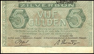 Netherlands, PL21.p2e, P63pe, 5 gulden 1944 PROOF/ERROR NOTE, cutting error