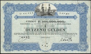 Nederlandsch-Indie, 4% Conversielening 1934, Schuldbewijs, 1000 Gulden, 1 Maart 1934, PROOF