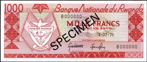 Rwanda, P10s2, B110ds1, 1000 Francs 1.07.1971