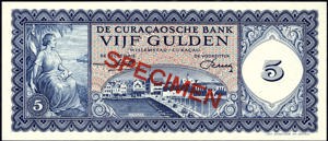 Curacao, PLNA15.1sc, P51s, 5 Gulden 1960, SPECIMEN