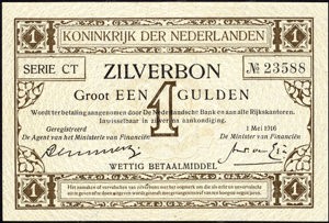 Netherlands, PL2a2, P8, 1 Gulden, 1 mei 1916, Kulenkamp Lemmers/Van Gijn, 2 digits prefix