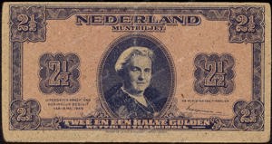 Netherlands, PL16 unlisted, P65p, 2½ gulden 1945, PROOF, front proof printed on thin cardboard