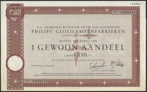Gemeenschappelijk Bezit van Aandeelen Philips' Gloeilampenfabrieken N.V., 1 Gewoon aandeel, 10 Gulden, 29 April 1971