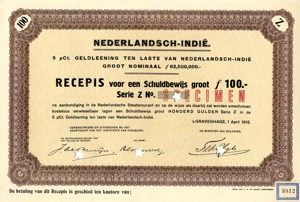 Nederlandsch-Indie, 5% lening 1915, Recepis voor een schuldbewijs, Serie Z, 100 Gulden, 1 April 1915, SPECIMEN