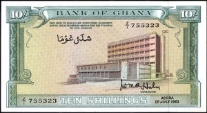Ghana, B101d, P1d, 10 Shillings, 1st July 1963