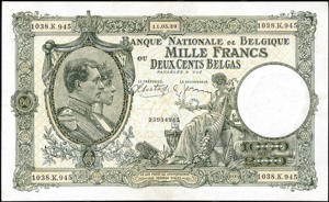 België, P104, B565c, Morin 98c, 1000 francs/200 belgas, 11.05.39, sign. Sontag/Janssen