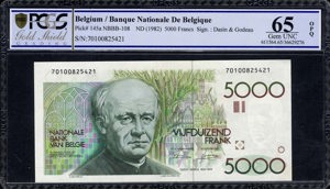 België, P145a, B588a, Morin 109a, 5000 Francs (1982)