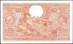 België, P114, B562a, Morin 63, 100 Francs, 03.11.44, Dutch/French