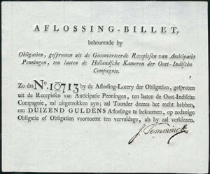 Verenigde Oost-Indische Compagnie (VOC), Aflossing-Billet, 1780s