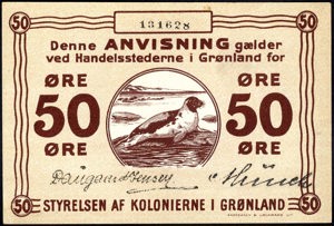 Greenland, P12b, B202c, 50 Ore (1913), Munch with curved dash