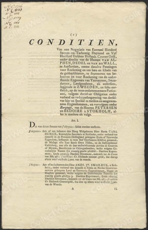 Van Alphen, Dedel en van der Wall (Directeuren dezer negotiatie), Hypothecaire obligatie, 1000 Guldens Hollandsch Courant, Mei 1771