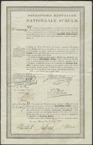 Bataafsche Republiek, 2½% Nationaale Schuld, Schuldbrief, 1000 Gulden, 15 Juny 1803