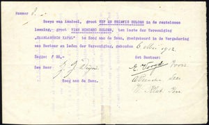 Nederland, Vereeniging "Zaanlandsche Kapel", Bewijs van aandeel (obligatie), 25 Gulden, 6 May 1912