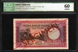 Nigeria, P 4s, B203as3, 1 Pound, 15 September 1958, SPECIMEN