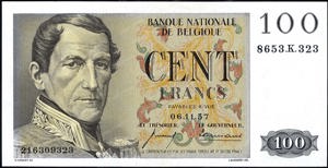 Belgium, P129c, B578c, Morin 66c, 100 Francs, 06.11.57