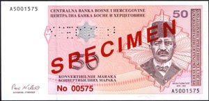 Bosnia and Herzegovina, P67s, B211as, Barac B234s, 50 Convertible Mark (1998), Specimen