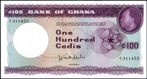 Ghana, B109a, P9a, 100 Cedis (1965)