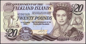 Falkland Islands, P 15, B221a, 20 Pounds, 1 October 1984