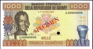 Guinea, P32s, B322as2, 1000 Francs 1985, SPECIMEN