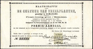 Maatschappij voor de Cultuur van Vezelplanten, Premie-aandeel, 5 Gulden, 21 July 1898