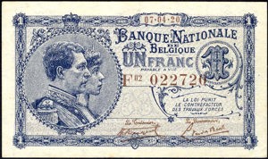Belgium, P92, B544a, Morin 4, 1 Franc, 07.04.20