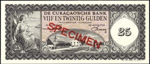 Curacao, PLNA15.3sc, P53s, 25 Gulden 1960, SPECIMEN