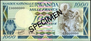 Rwanda, P17as, B118as2, 1000 Francs 1•07•1981, SPECIMEN