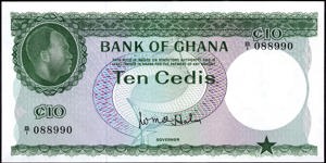 Ghana, B107a, P7a, 10 Cedis (1965)