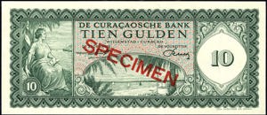 Curacao, PLNA15.2sc, P52s, 10 Gulden 1960, SPECIMEN