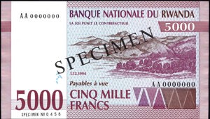 Rwanda, P25s, B124as, 5000 Francs, 1 December 1994, SPECIMEN