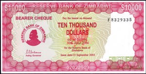 Zimbabwe, P22b, B120b, 10,000 Dollars, 15 September 2003 (exp. 30th June 2004)