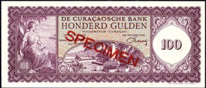 Curacao, PLNA15.5sc, P55s, 100 Gulden 1960, SPECIMEN