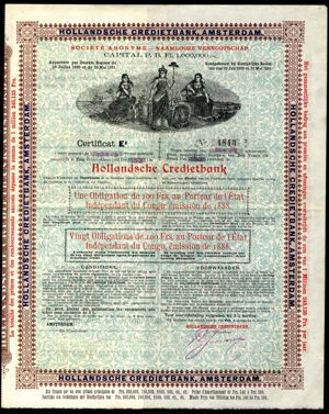 Hollandsche Credietbank N.V., Certificat E1, 153 Francs, 1891